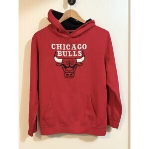 Chicago Bulls Sweatshirt Youth Large Red Hoodie Pullover Embroidered Logo NBA